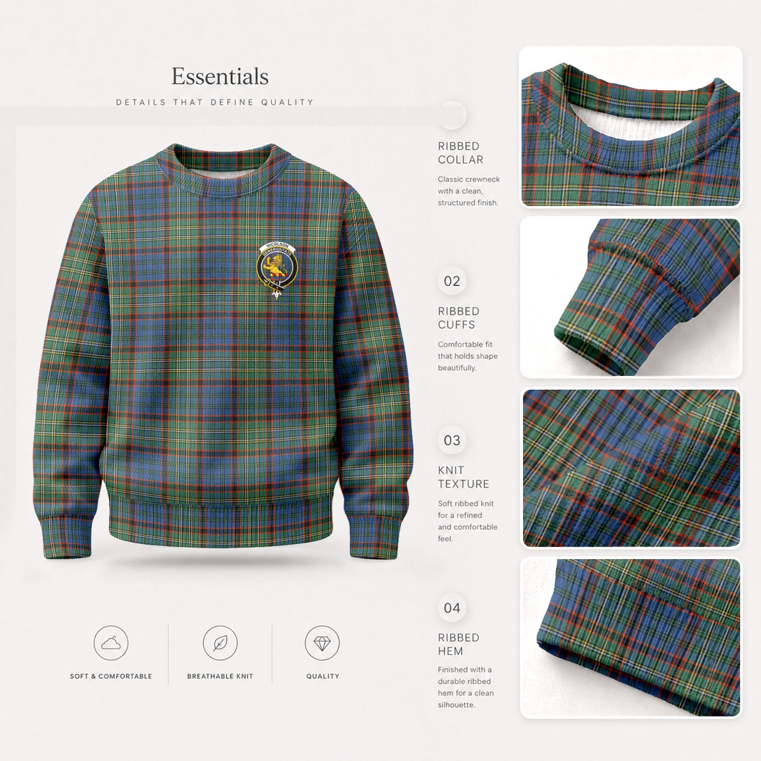 Nicolson Hunting Ancient Tartan Crest Sweater