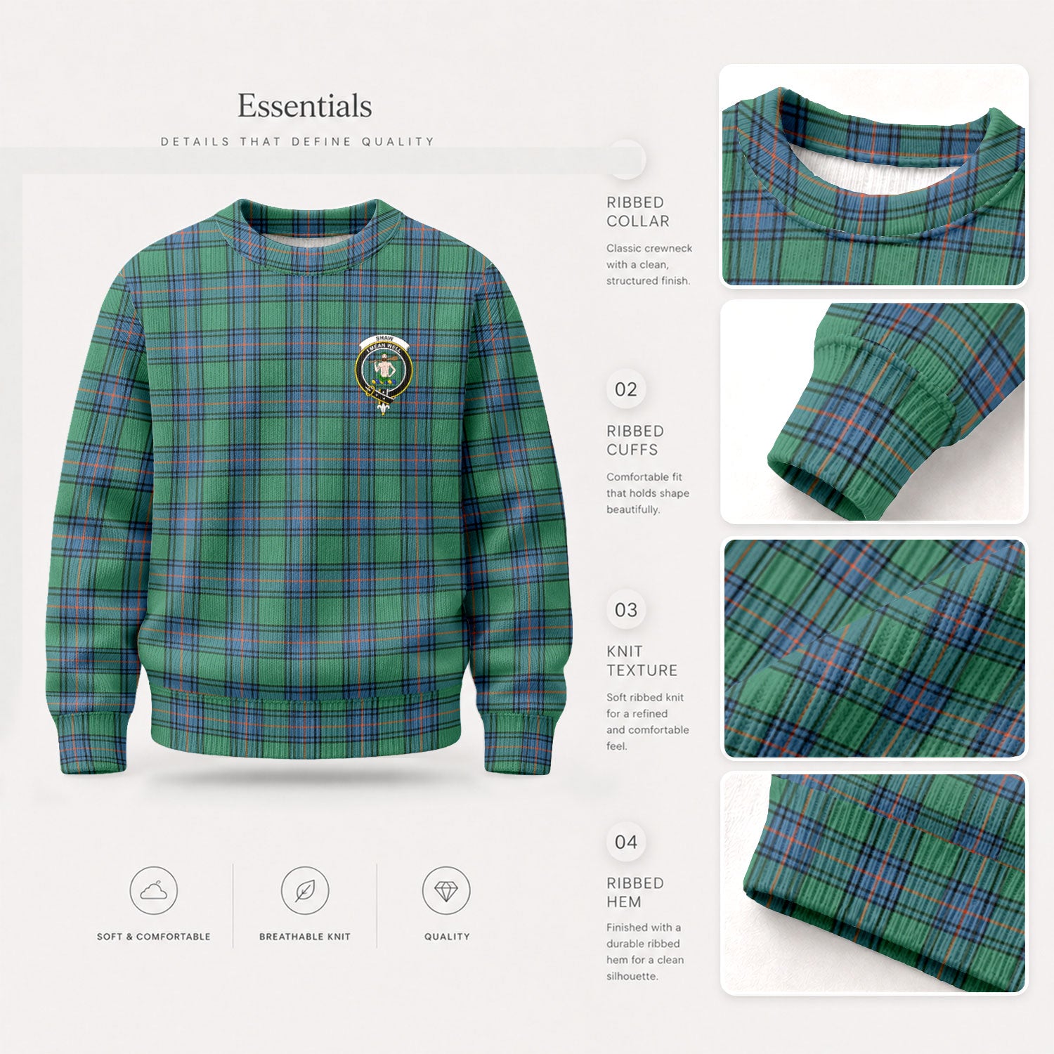 Shaw (of Sauchie) Ancient Tartan Crest Sweater