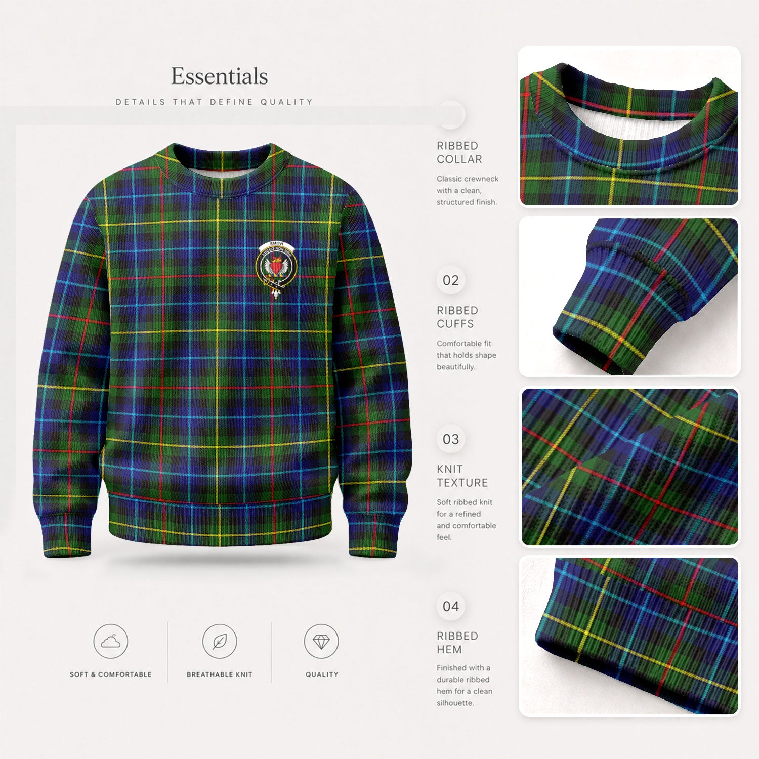 Smith Modern Tartan Crest Sweater
