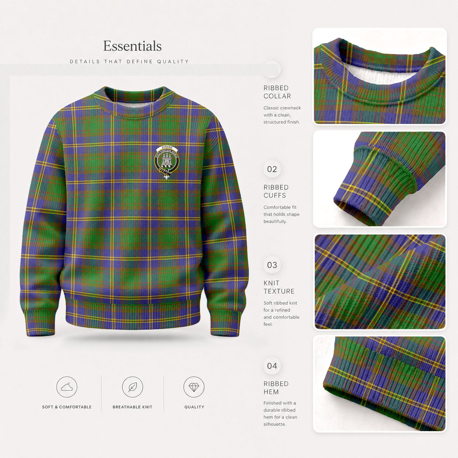 Strang (or Strange) Tartan Crest Sweater