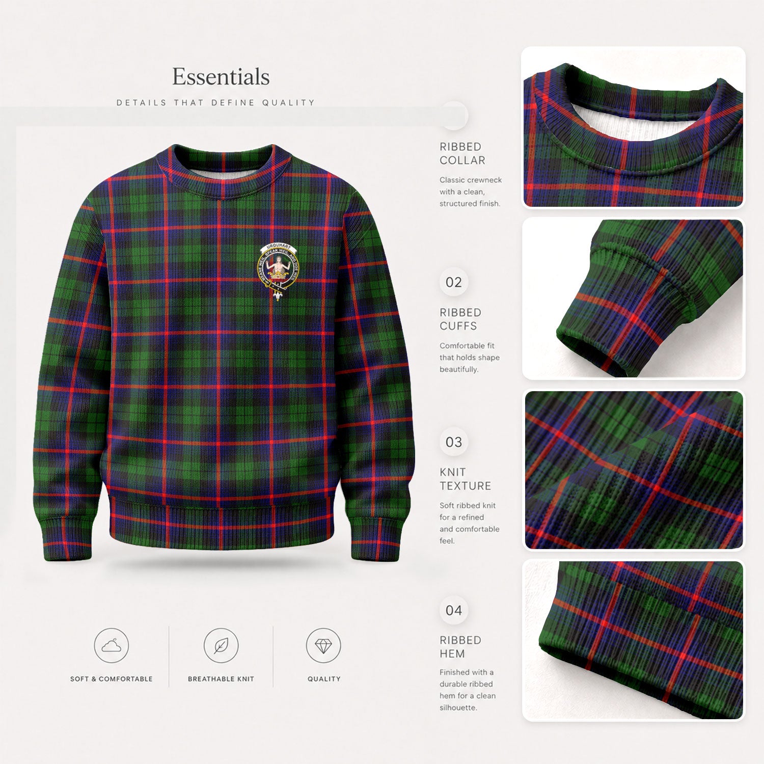 Urquhart Modern Tartan Crest Sweater
