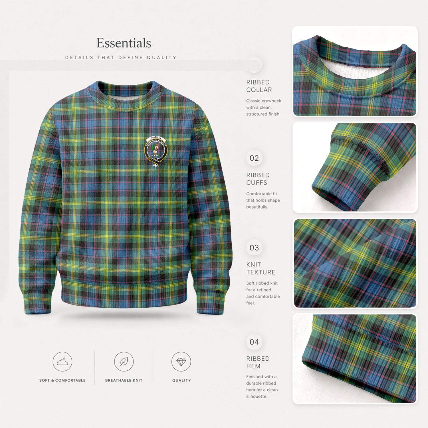 Watson Ancient Tartan Crest Sweater
