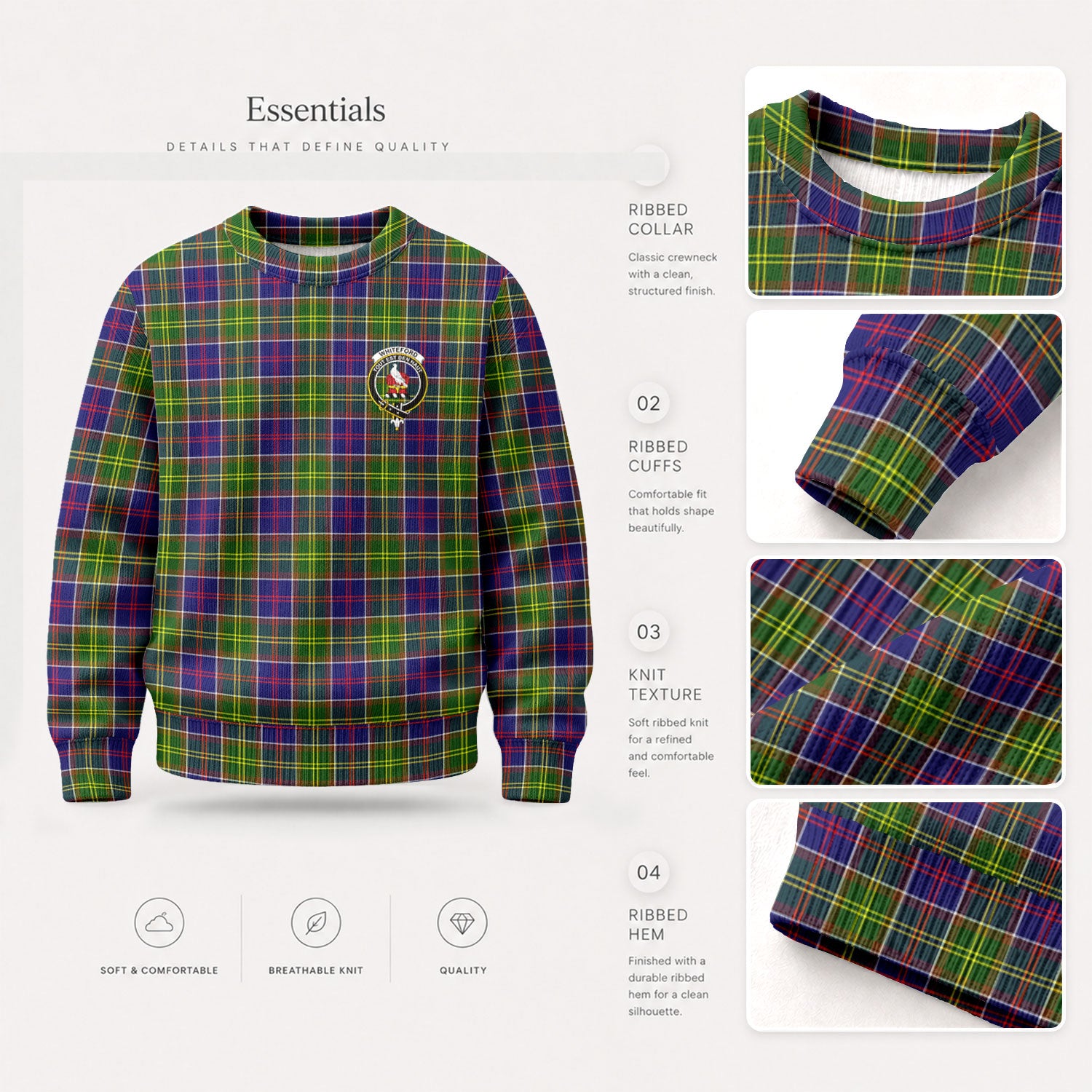 Whiteford Tartan Crest Sweater