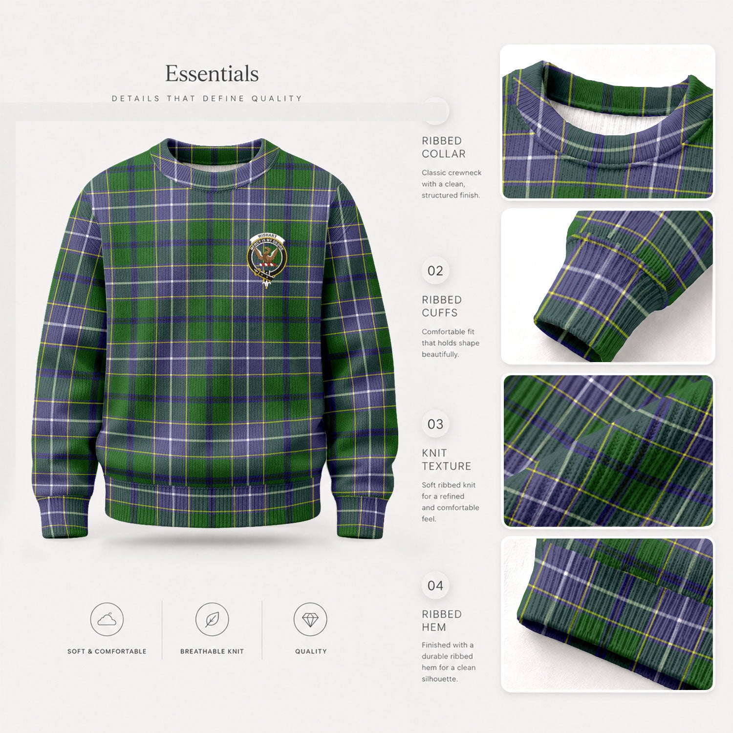 Wishart Hunting Tartan Crest Sweater
