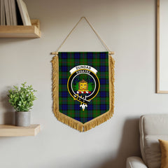 Dundas Modern Tartan Crest Wall Hanging Banner - Wood Pole