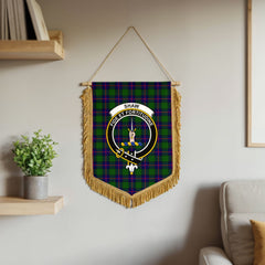 Shaw Modern Tartan Crest Wall Hanging Banner - Wood Pole