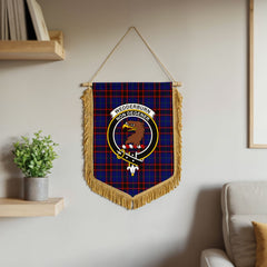 Wedderburn Tartan Crest Wall Hanging Banner - Wood Pole