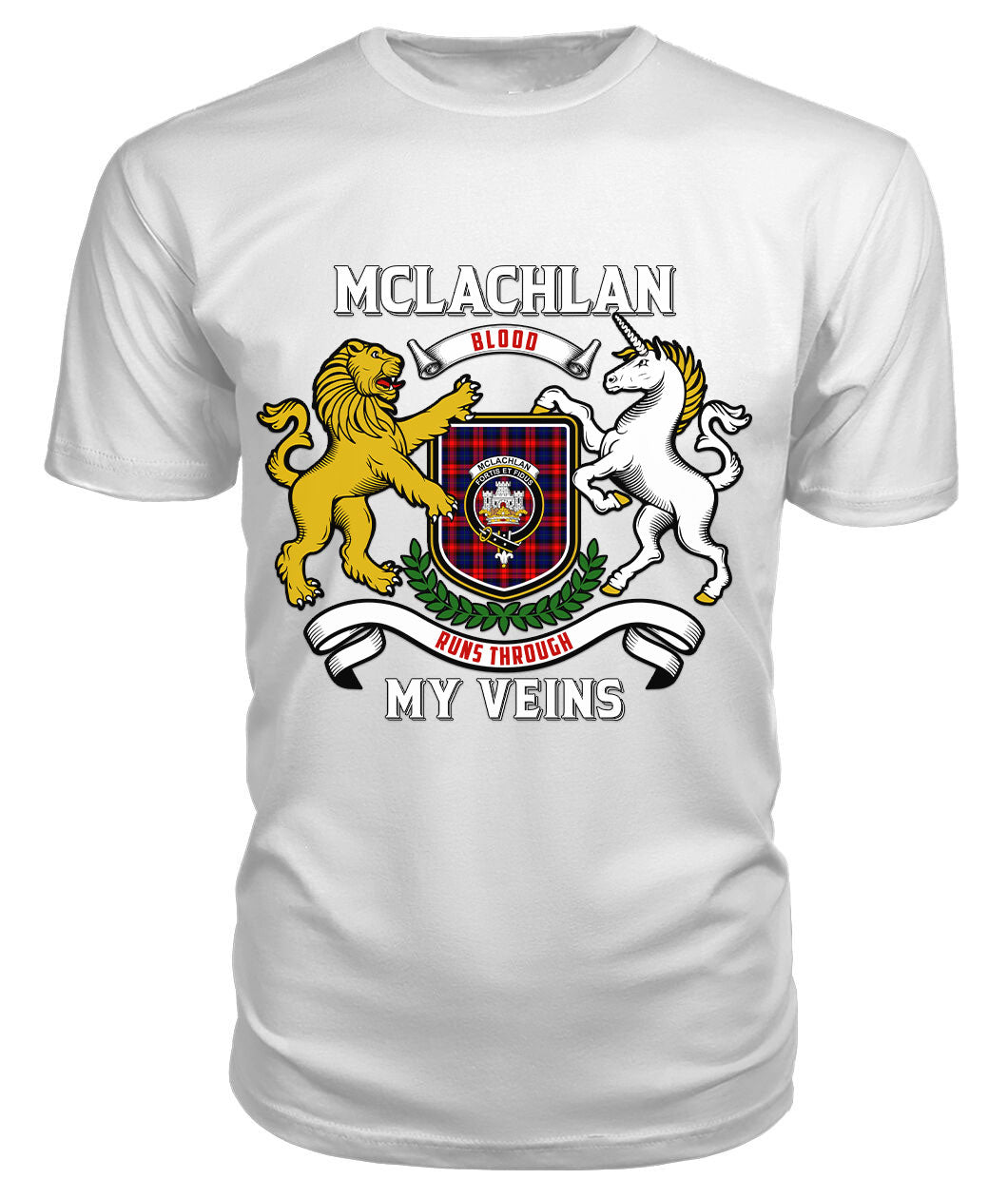 McLachlan Modern Tartan Crest 2D T-shirt - Blood Runs Through My Veins Style