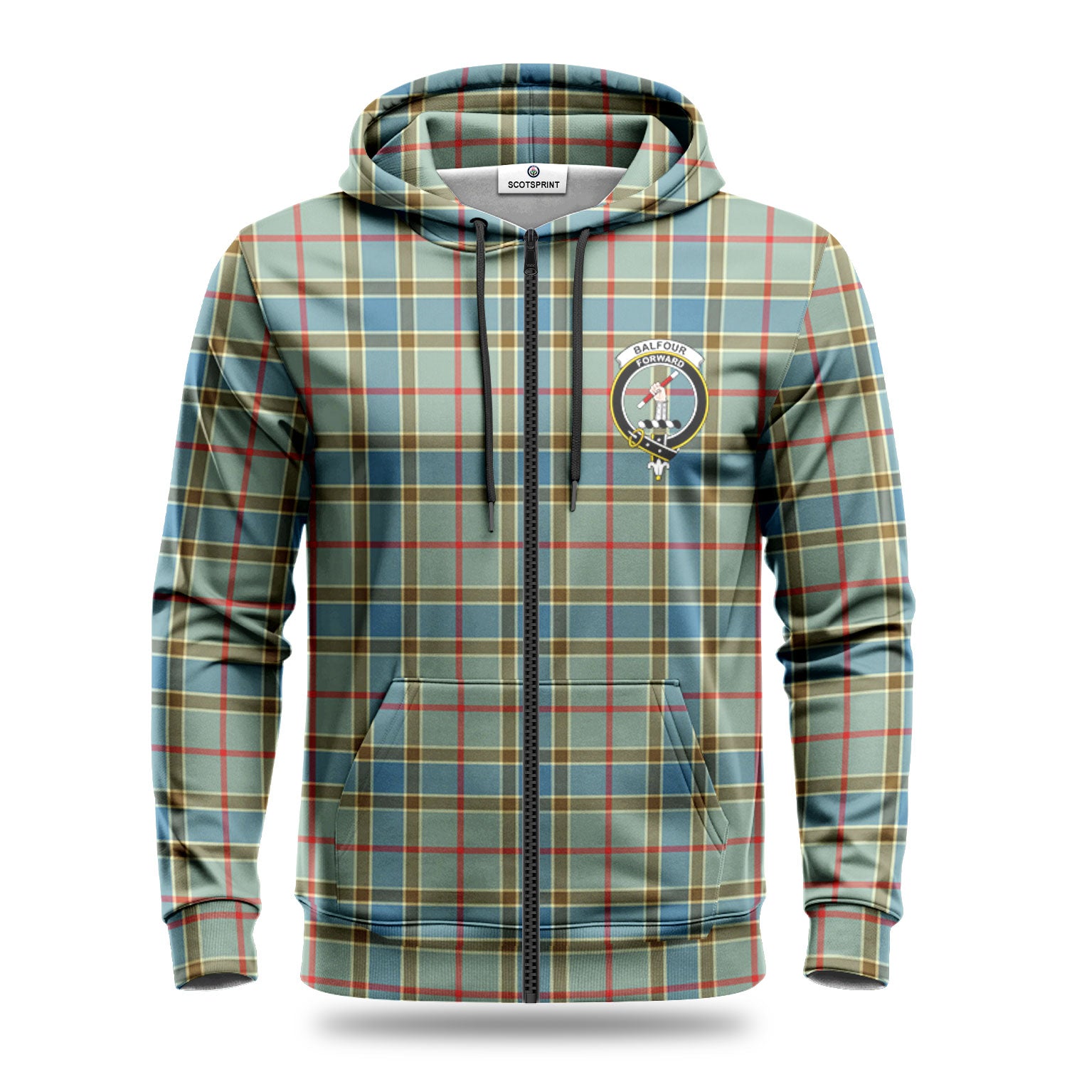 Balfour Blue Tartan Crest Hoodie