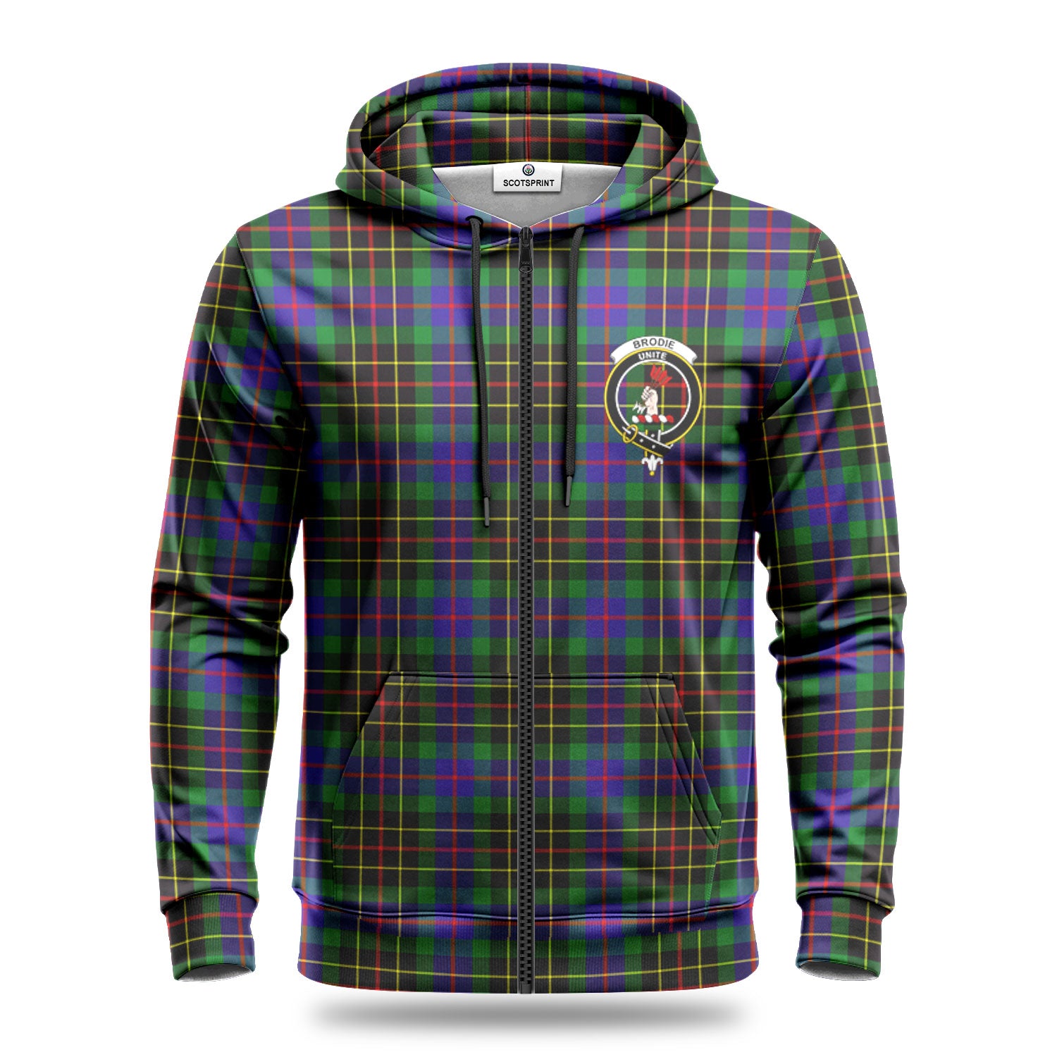 Brodie Hunting Modern Tartan Crest Hoodie