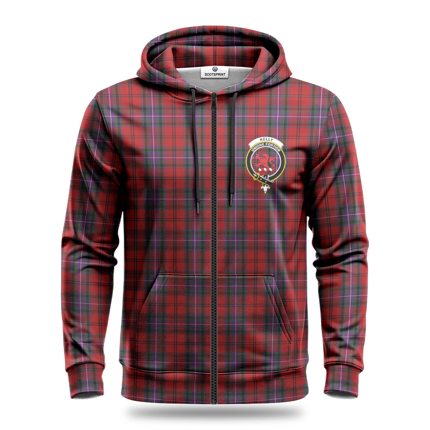 Kelly of Sleat Red Tartan Crest Hoodie