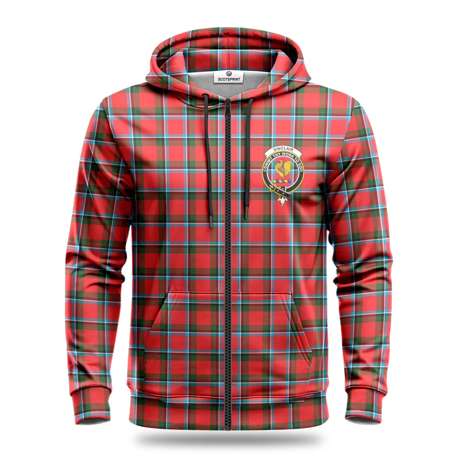 Sinclair Modern Tartan Crest Hoodie