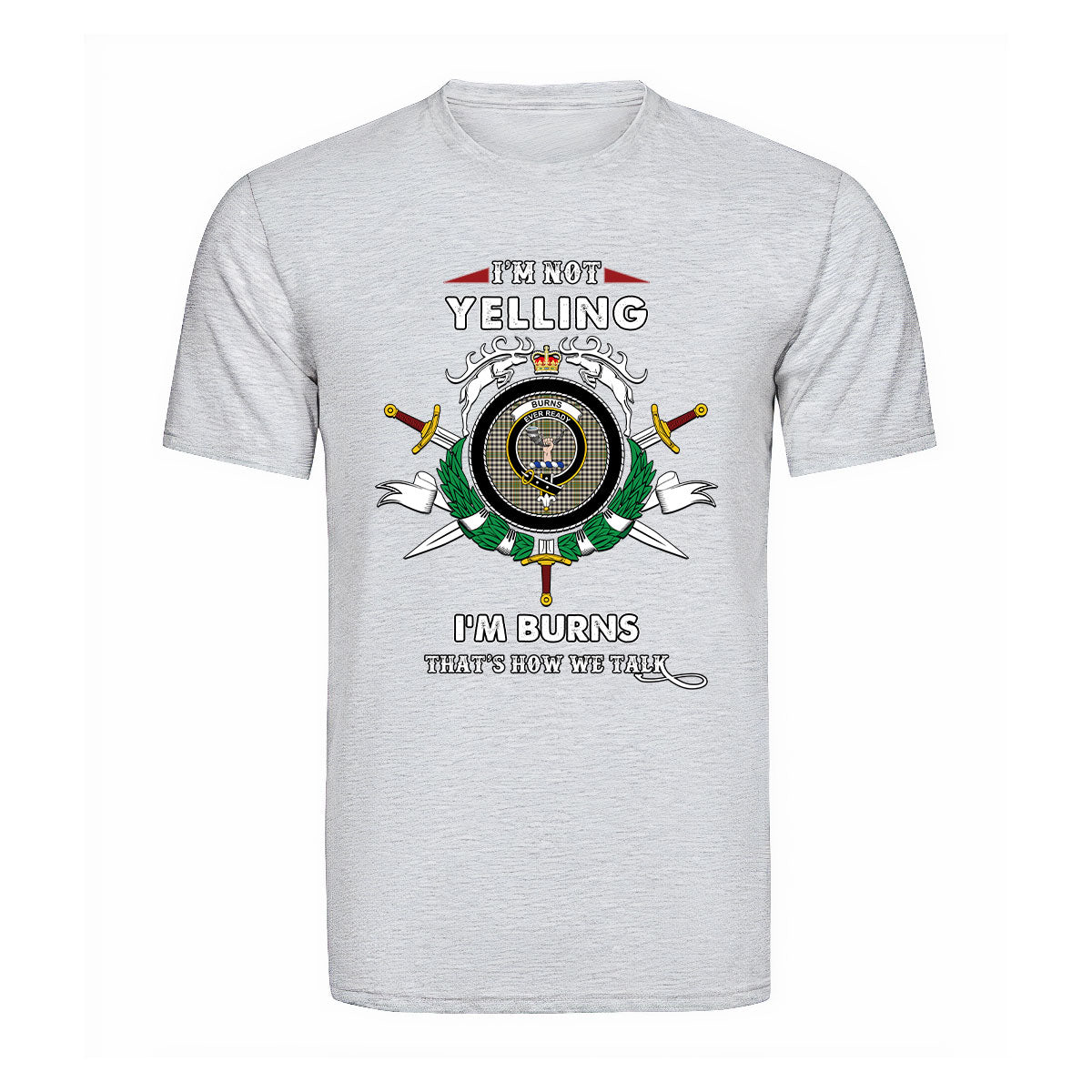 Burns Tartan Crest T-shirt - I'm not yelling style