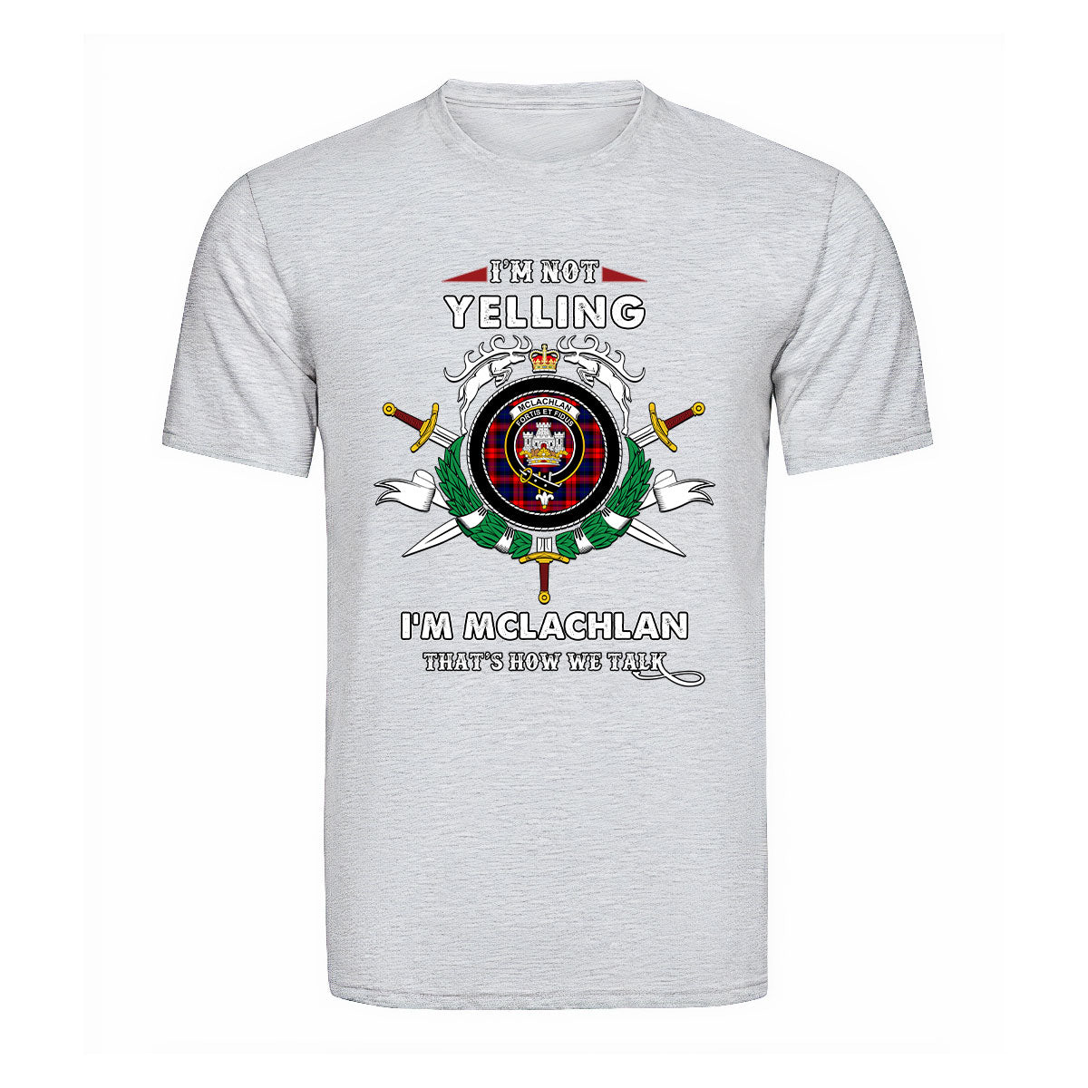 McLachlan Modern Tartan Crest T-shirt - I'm not yelling style