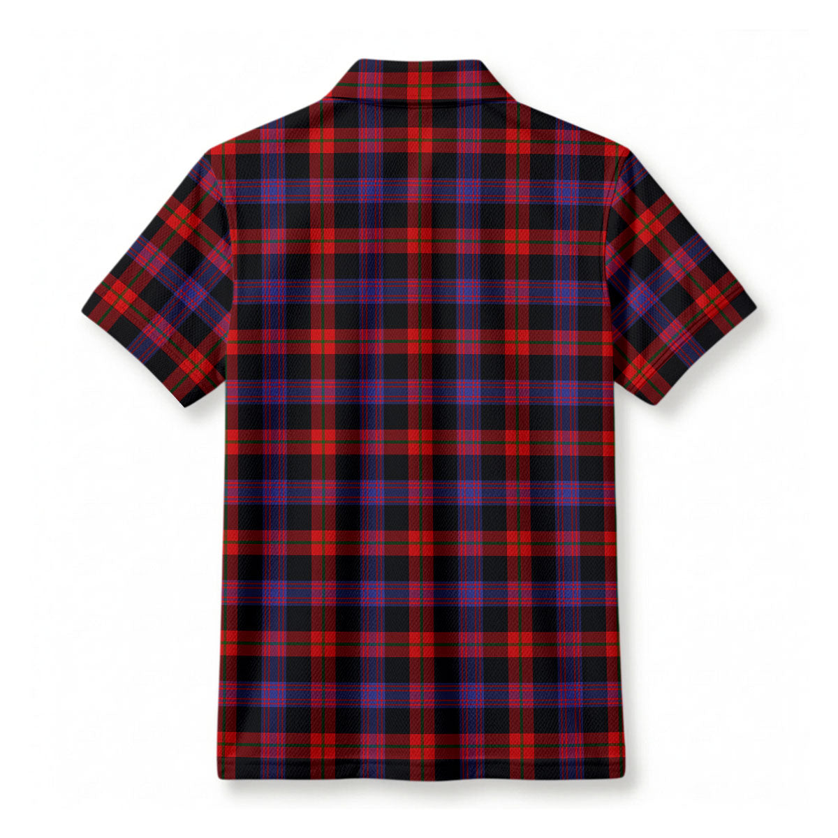 Brown Modern Tartan Crest Birdseye Mesh Polo Shirt