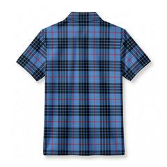 MacKay Blue Tartan Crest Birdseye Mesh Polo Shirt