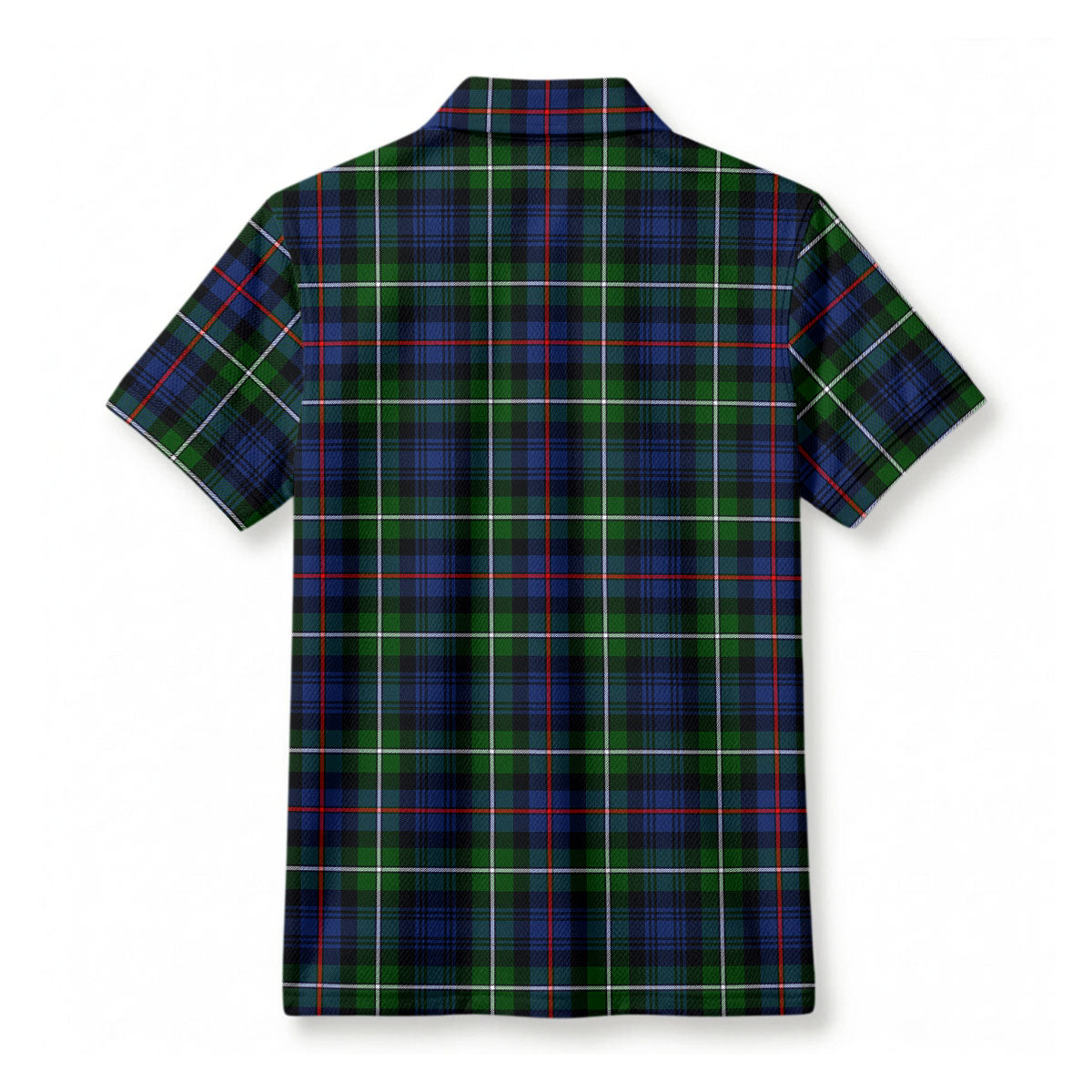 MacKenzie Modern Tartan Crest Birdseye Mesh Polo Shirt