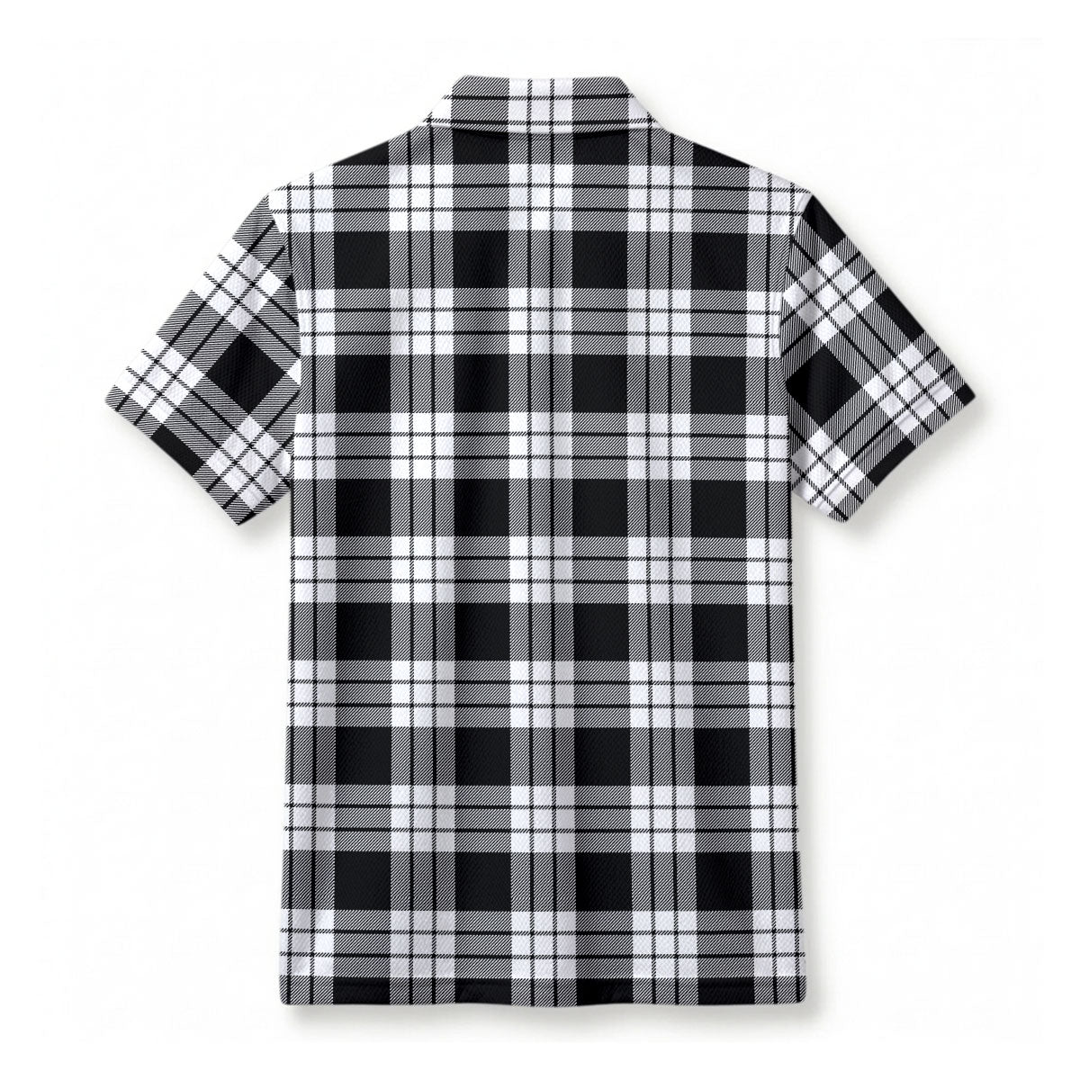 McFarlane Black - White Tartan Crest Birdseye Mesh Polo Shirt