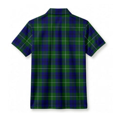 Oliphant Modern Tartan Crest Birdseye Mesh Polo Shirt