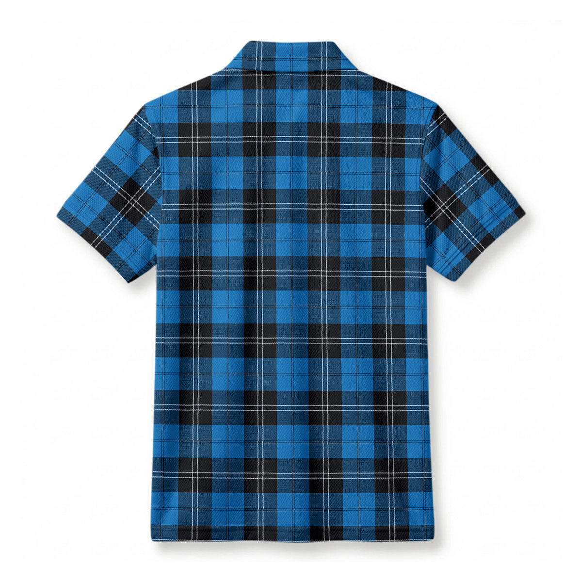 Ramsay Blue Ancient Tartan Crest Birdseye Mesh Polo Shirt