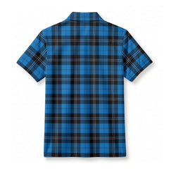 Ramsay Blue Ancient Tartan Crest Birdseye Mesh Polo Shirt