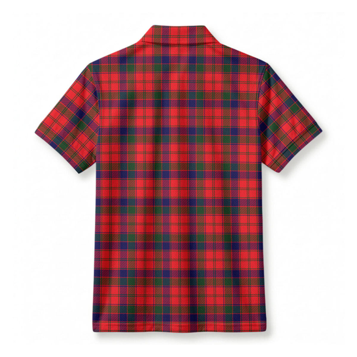 Robertson Modern Tartan Crest Birdseye Mesh Polo Shirt