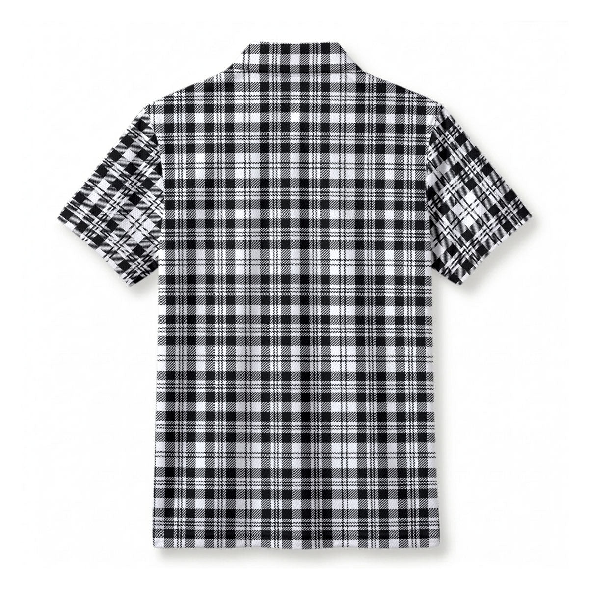 Scott Black & White Modern Tartan Crest Birdseye Mesh Polo Shirt