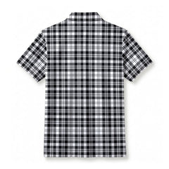 Scott Black & White Modern Tartan Crest Birdseye Mesh Polo Shirt