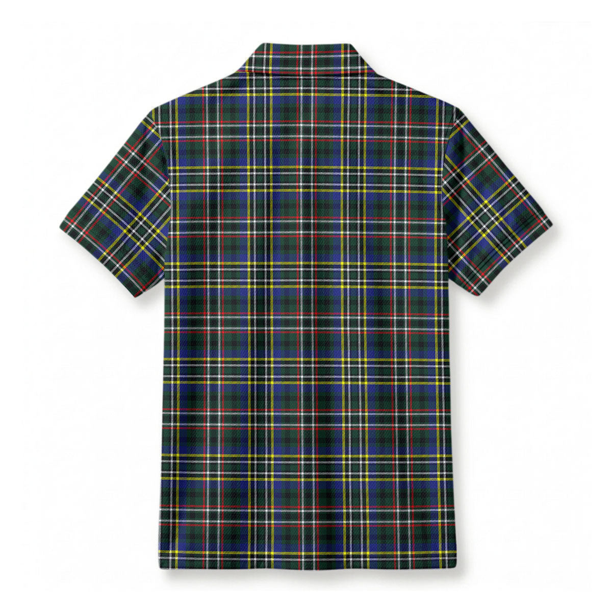 Scott Green Modern Tartan Crest Birdseye Mesh Polo Shirt