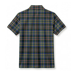 Scott Green Modern Tartan Crest Birdseye Mesh Polo Shirt