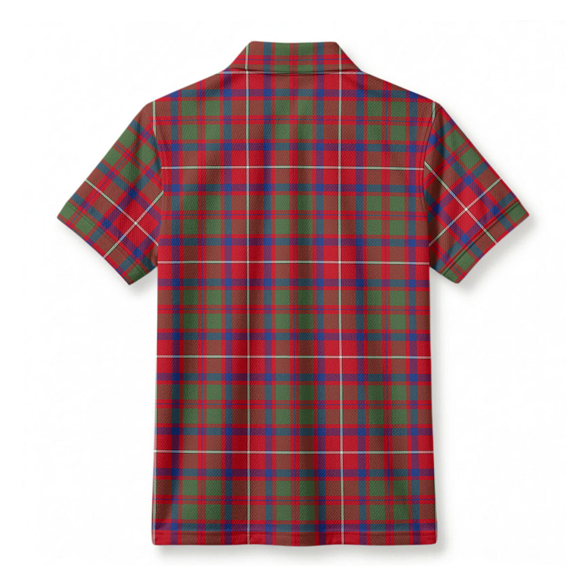 Shaw Red Modern Tartan Crest Birdseye Mesh Polo Shirt