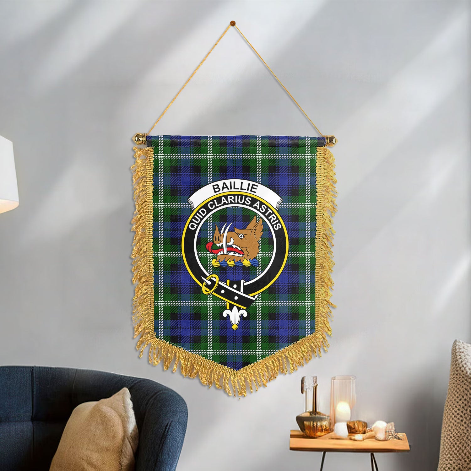 Baillie Modern Tartan Crest Wall Hanging Banner