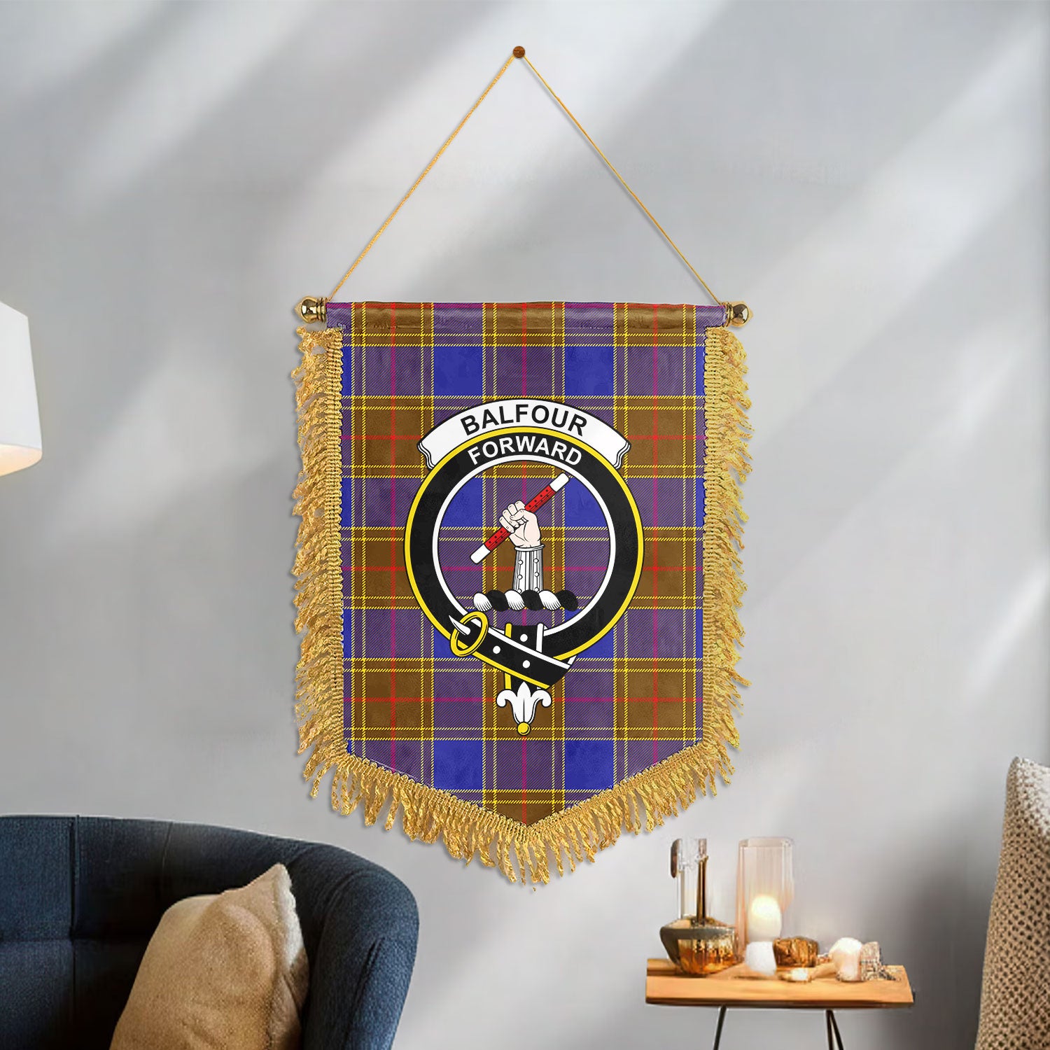 Balfour Modern Tartan Crest Wall Hanging Banner