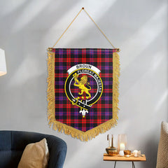 Broun Modern Tartan Crest Wall Hanging Banner