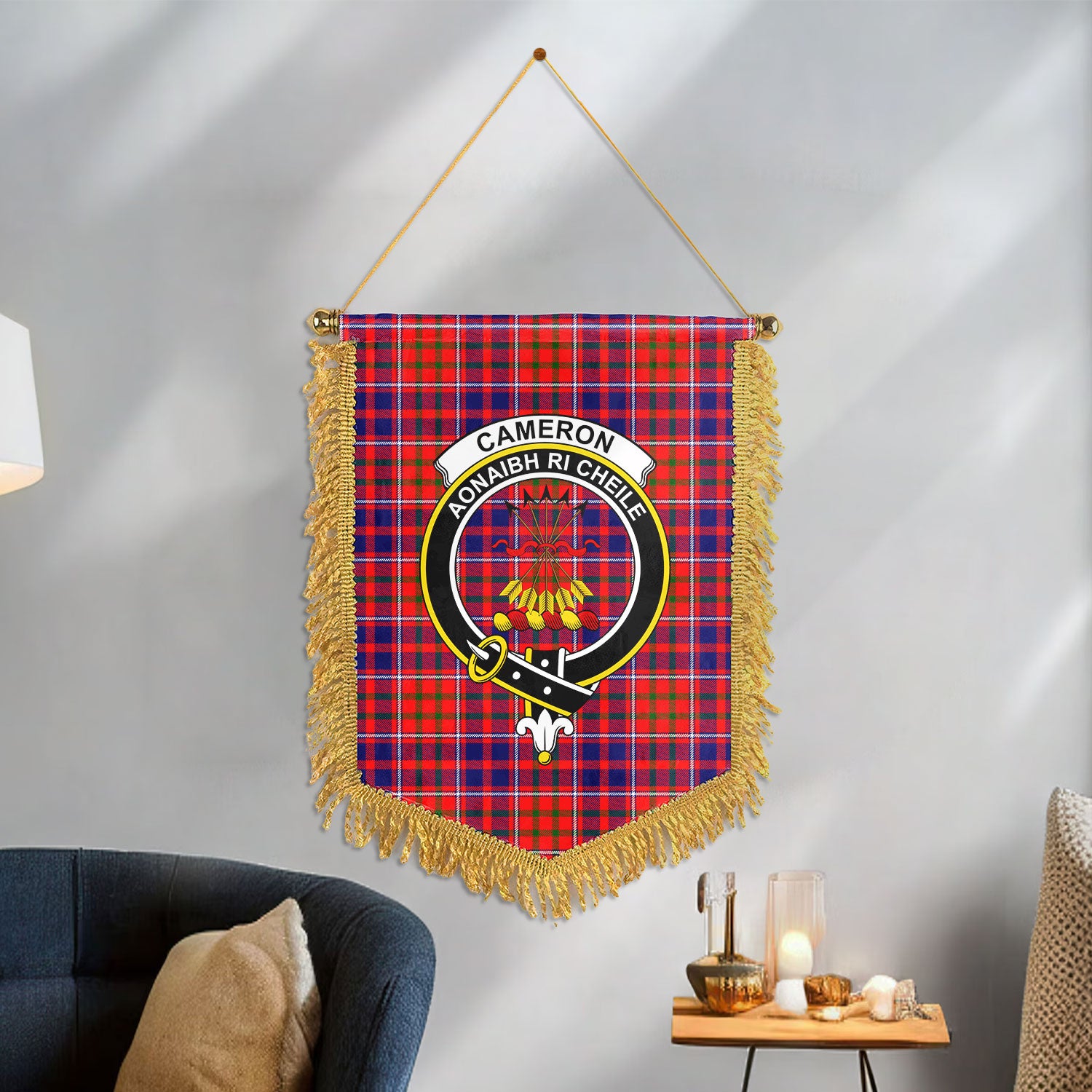 Cameron of Lochiel Modern Tartan Crest Wall Hanging Banner