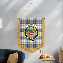 Douglas Grey Modern Tartan Crest Wall Hanging Banner