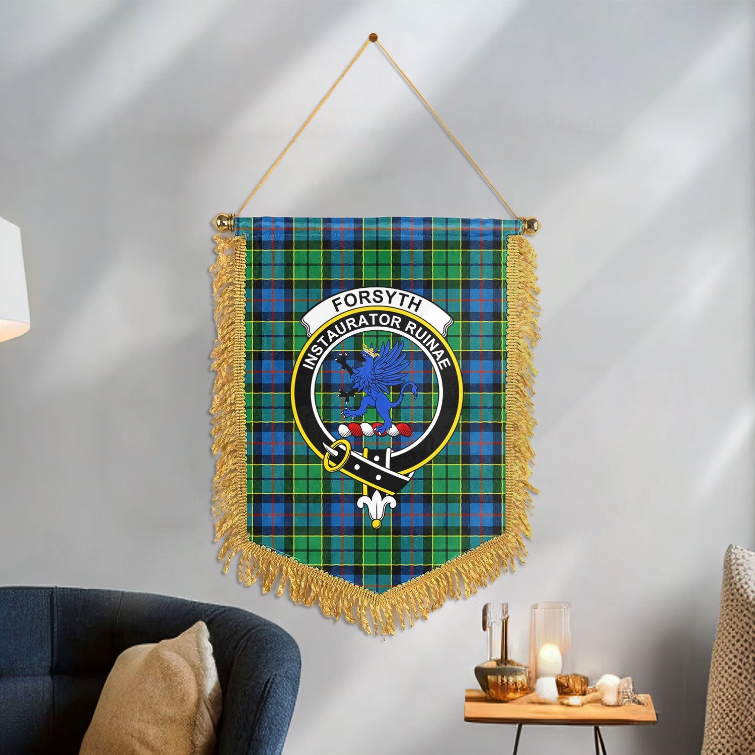 Forsyth Ancient Tartan Crest Wall Hanging Banner