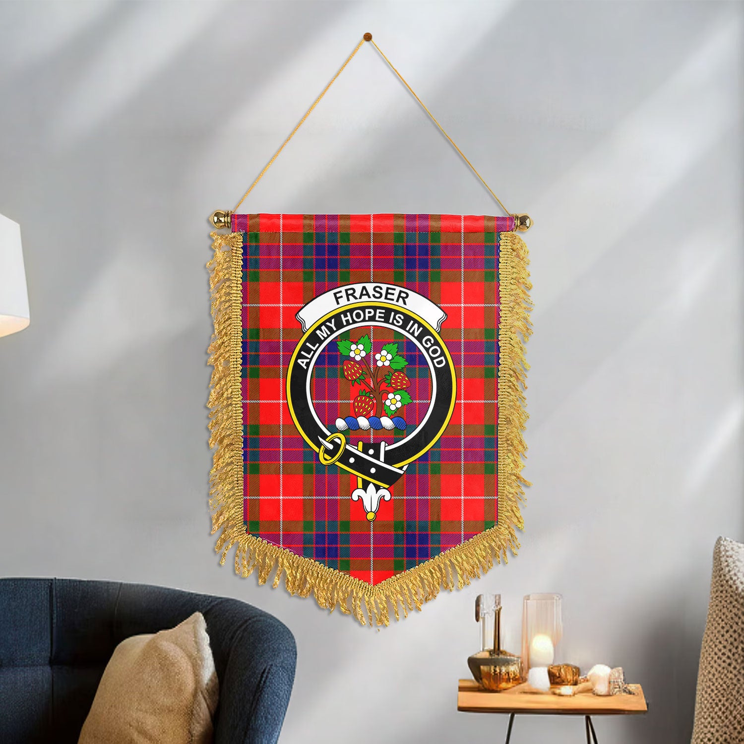 Fraser Tartan Crest Wall Hanging Banner