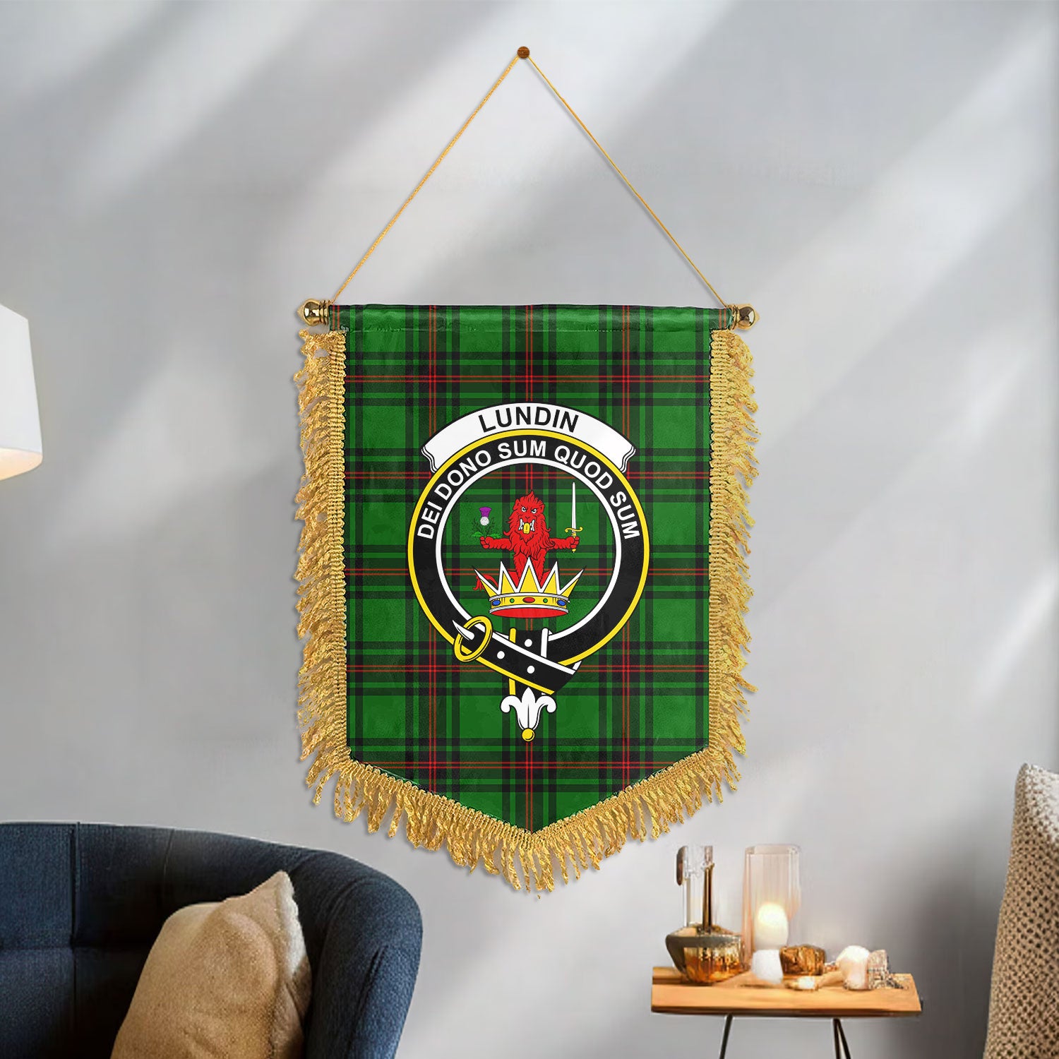 Lundin Tartan Crest Wall Hanging Banner