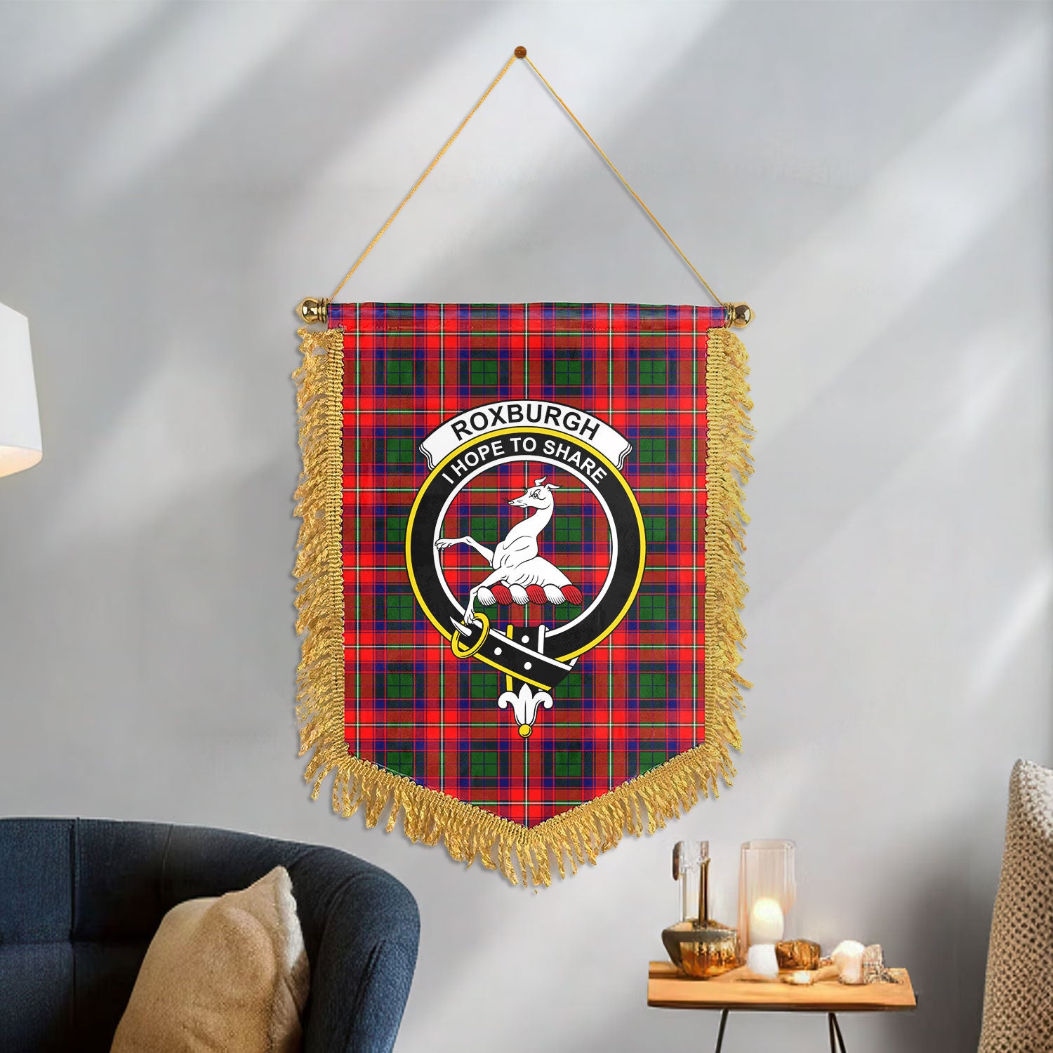 Roxburgh District Tartan Crest Wall Hanging Banner