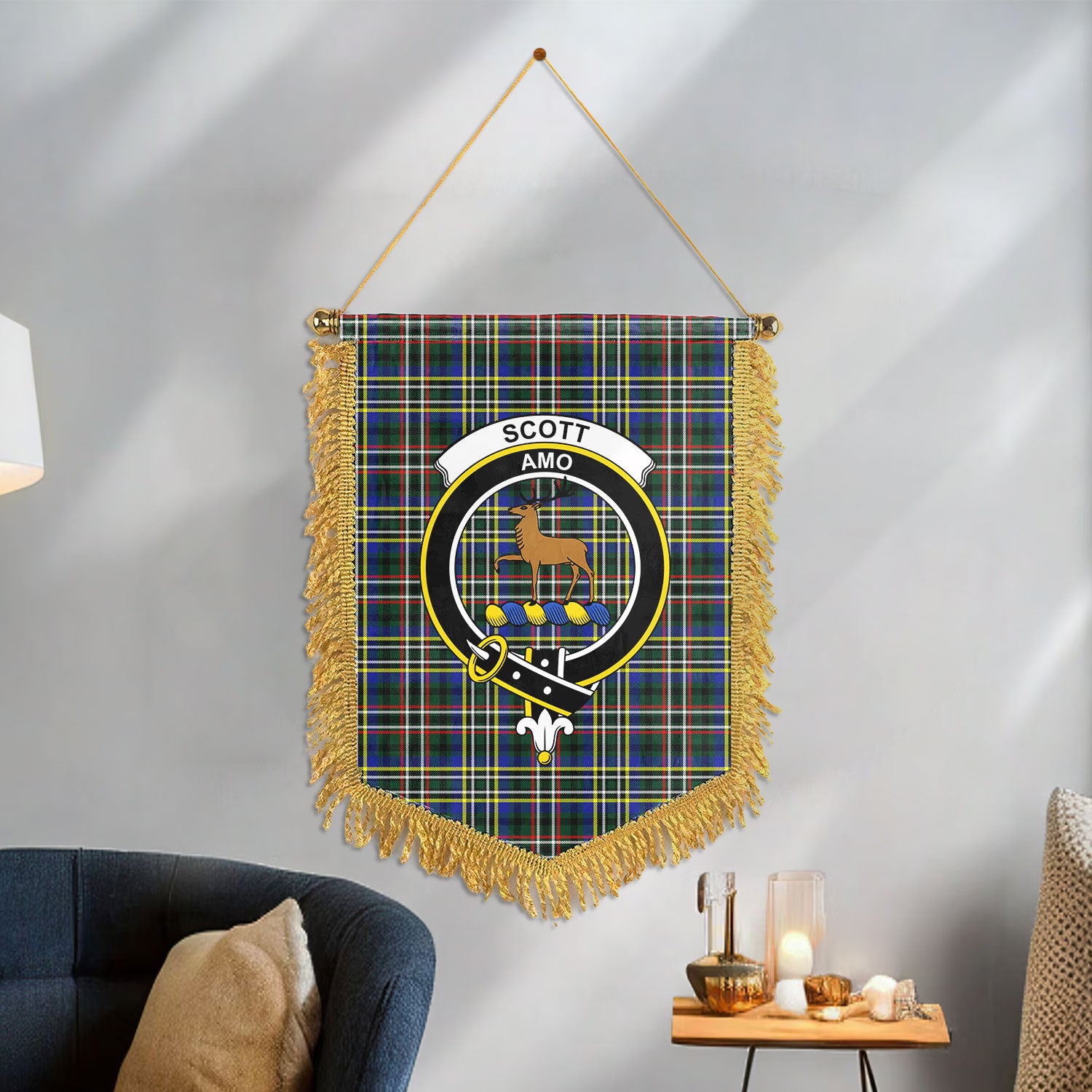 Scott Green Modern Tartan Crest Wall Hanging Banner