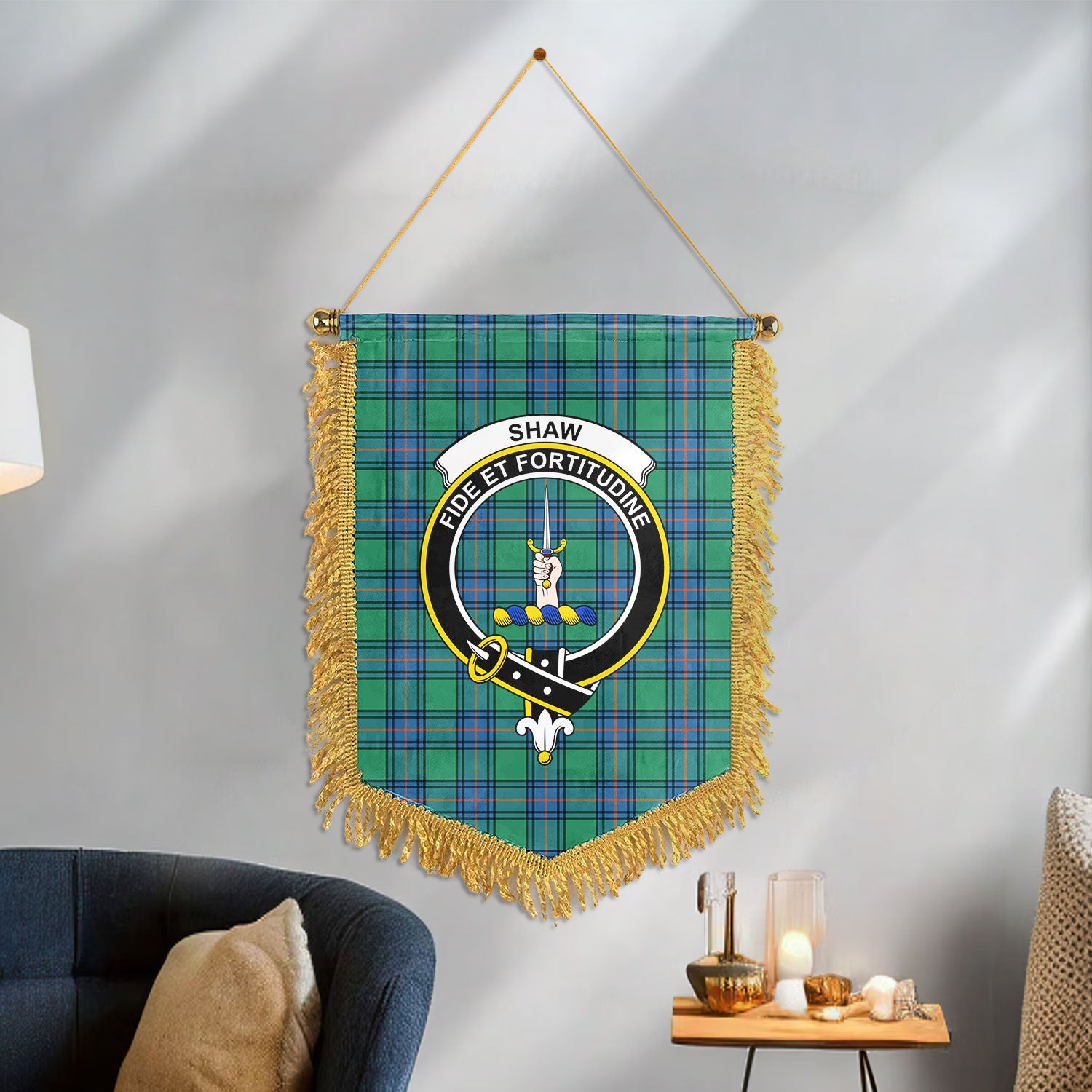 Shaw Ancient Tartan Crest Wall Hanging Banner