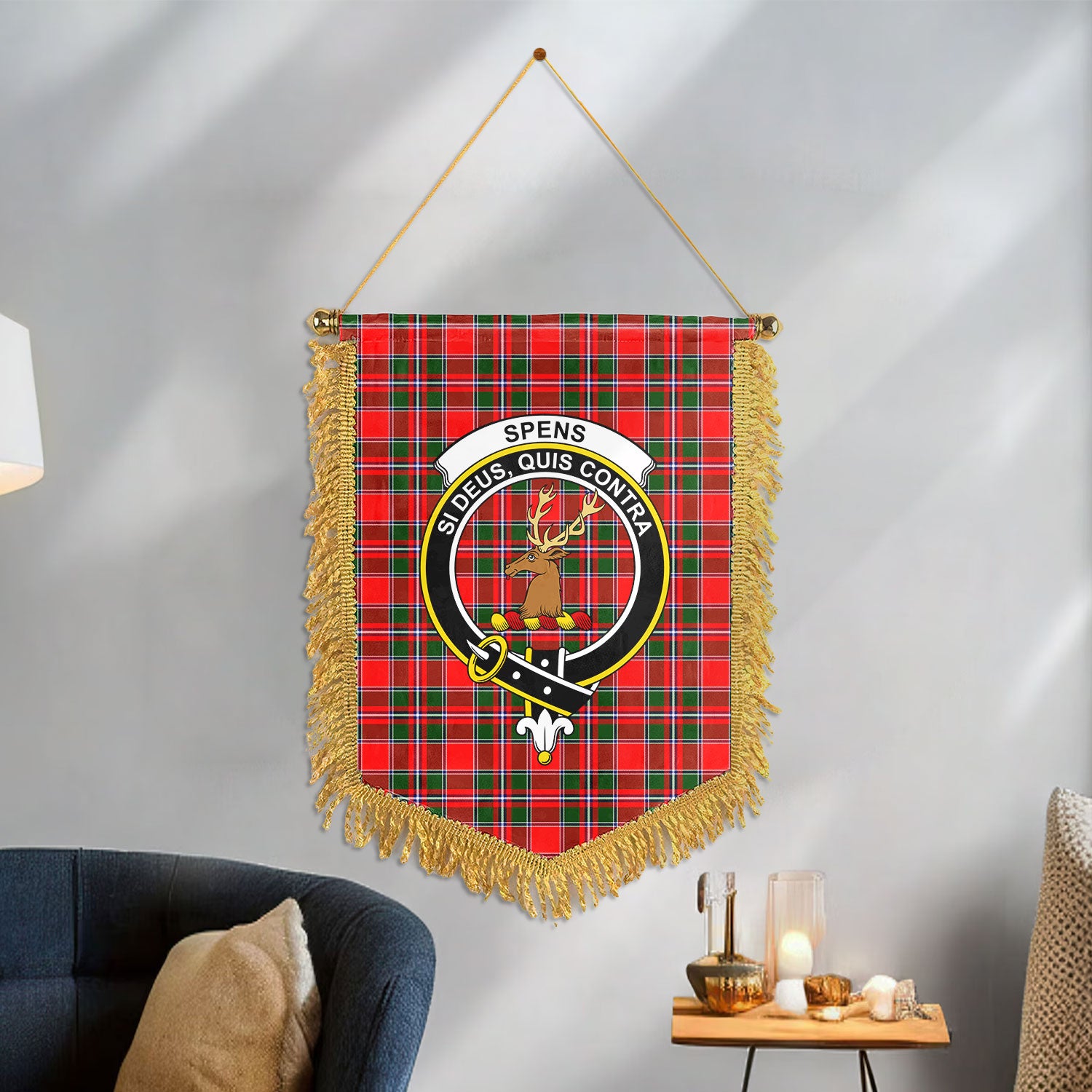 Spens (or Spence) Tartan Crest Wall Hanging Banner