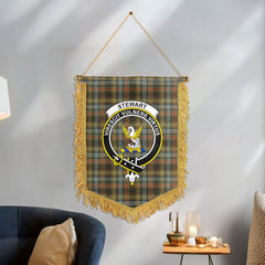 Stewart Hunting Weathered Tartan Crest Wall Hanging Banner