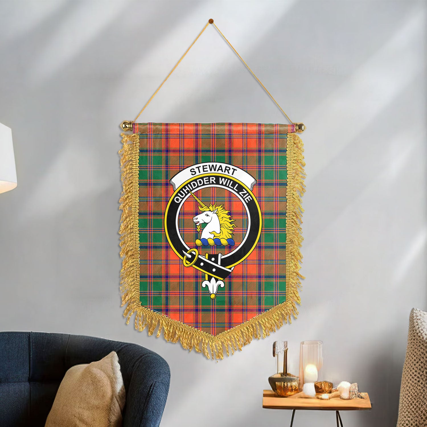 Stewart of Appin Ancient Tartan Crest Wall Hanging Banner