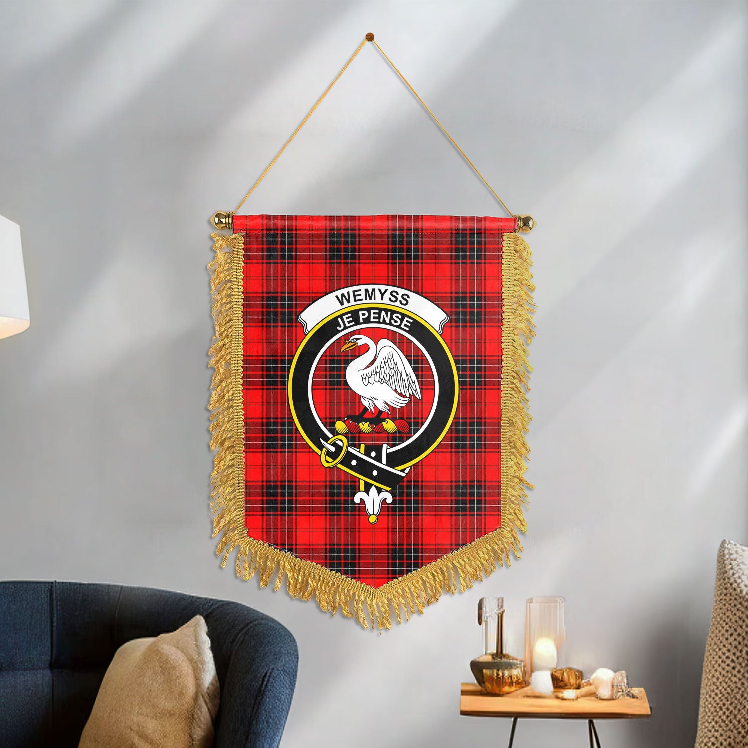 Wemyss Modern Tartan Crest Wall Hanging Banner