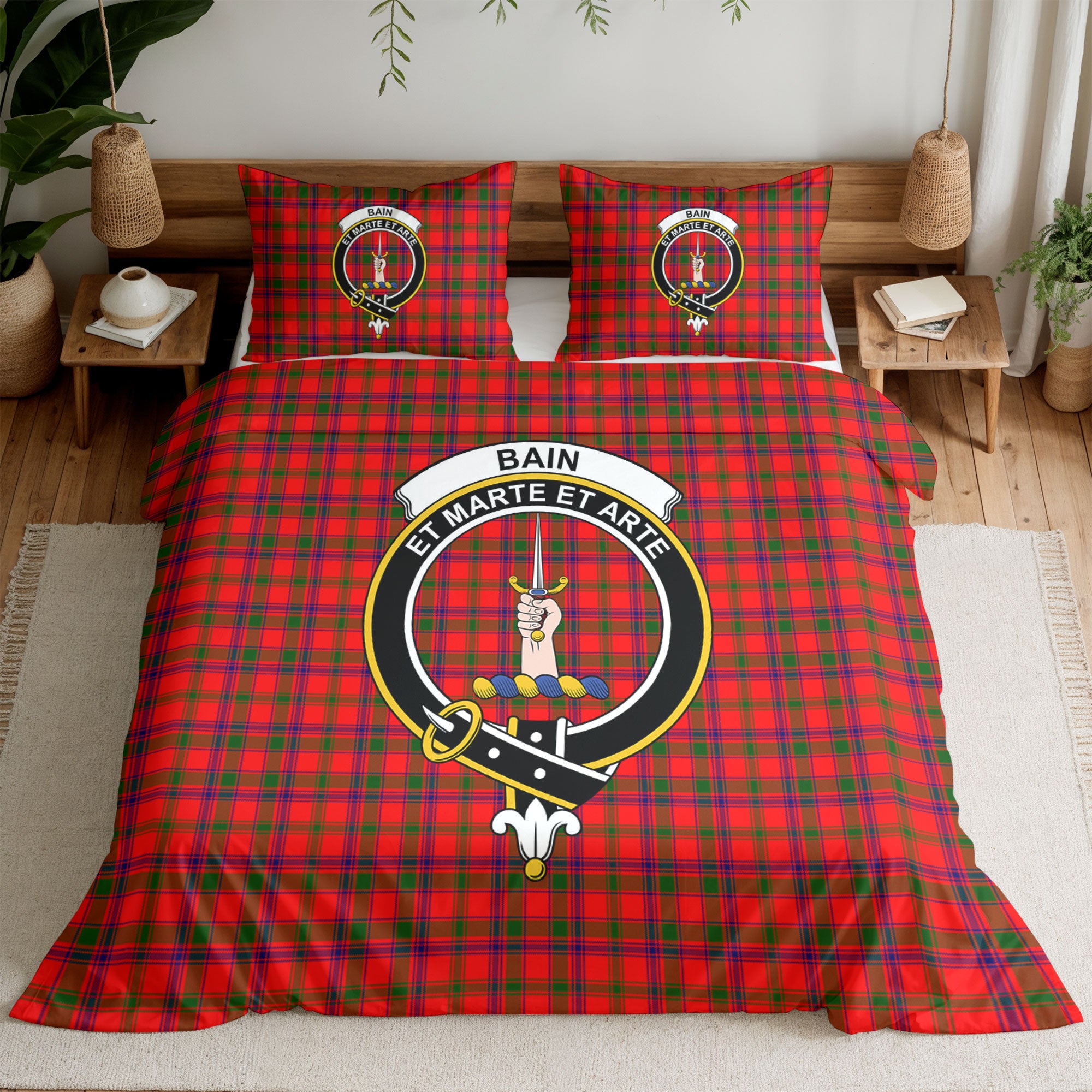 Bain Tartan Crest Bedding Set