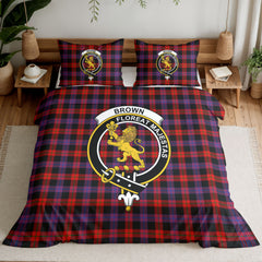 Brown Modern Tartan Crest Bedding Set