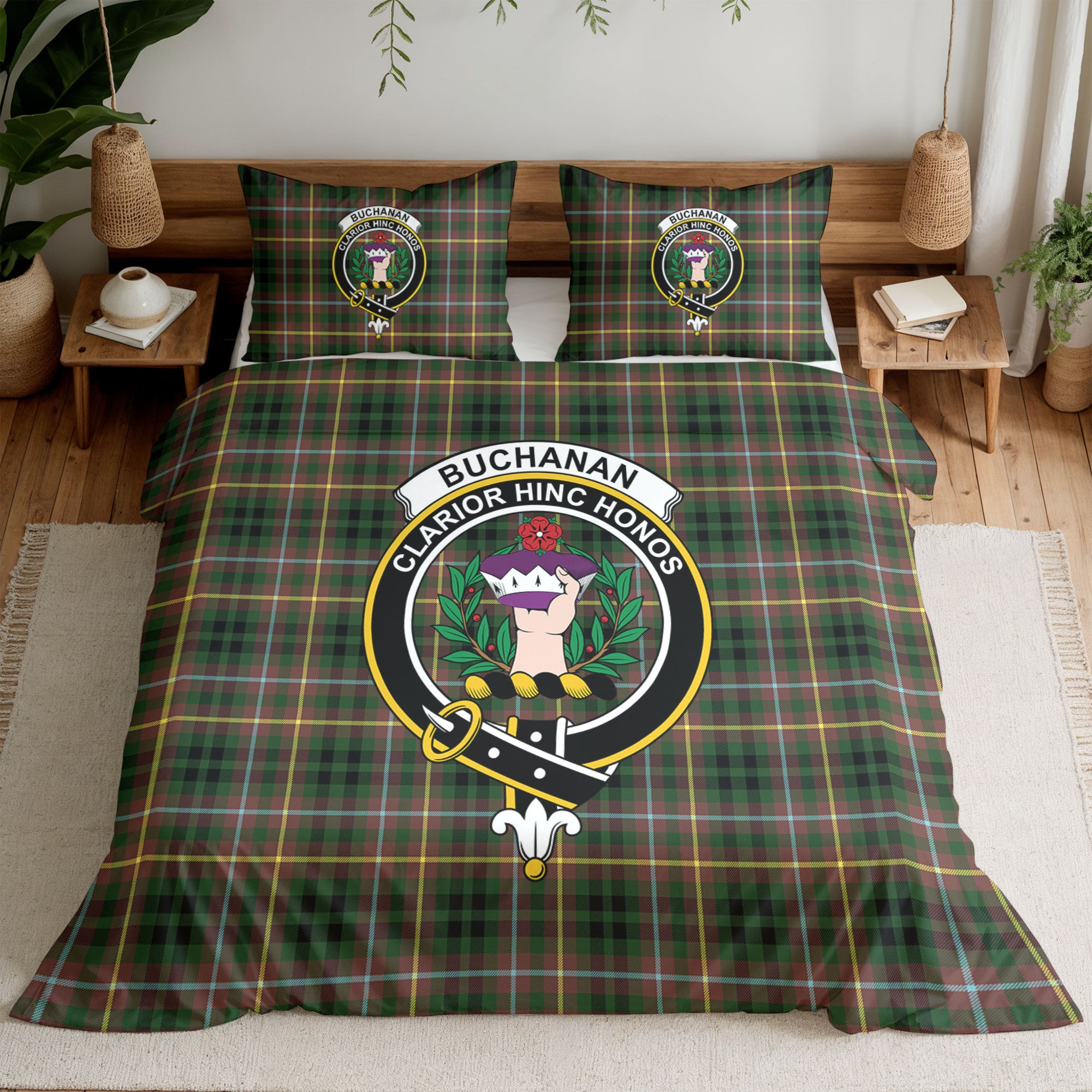Buchanan Hunting Tartan Crest Bedding Set