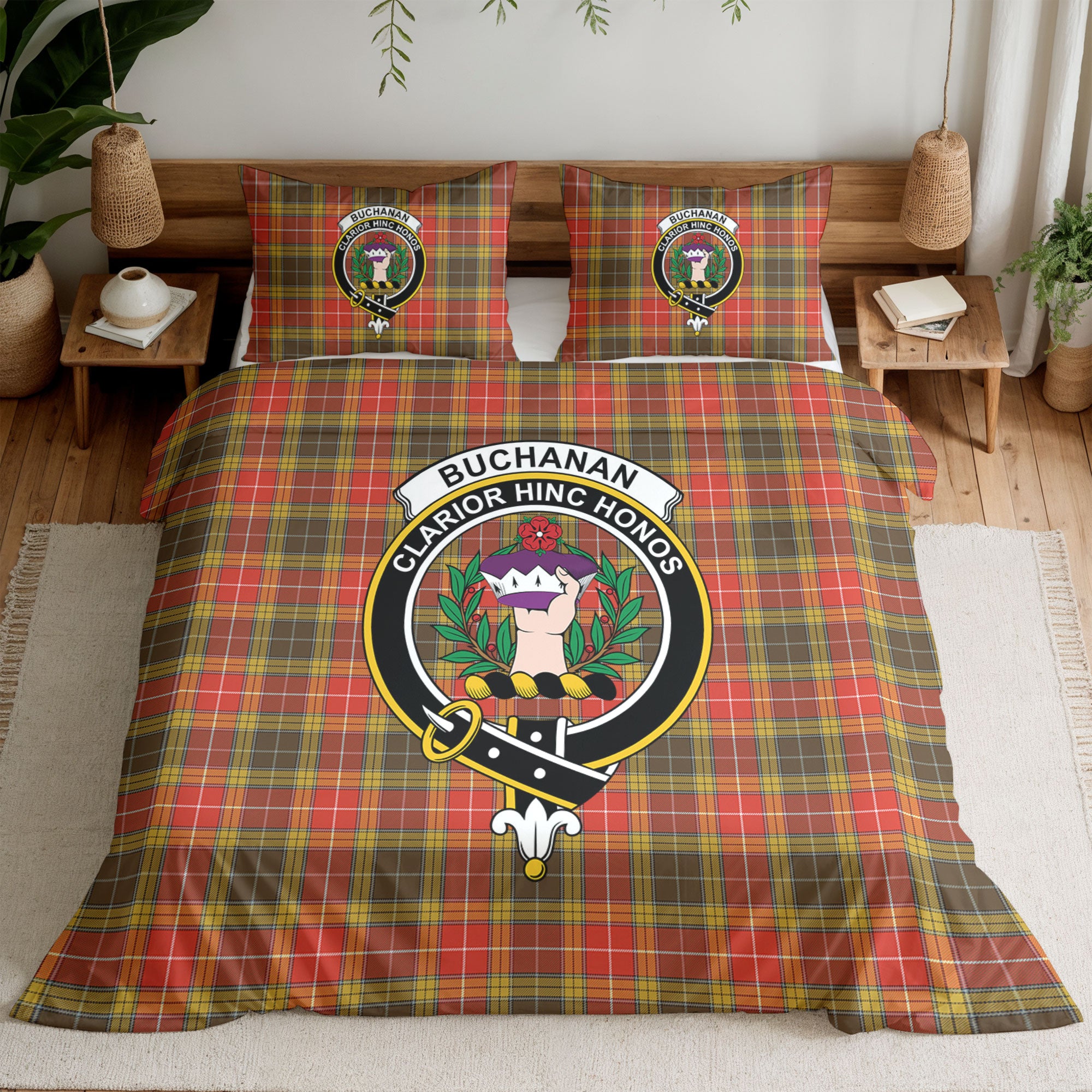 Buchanan Old Set Weathered Tartan Crest Bedding Set